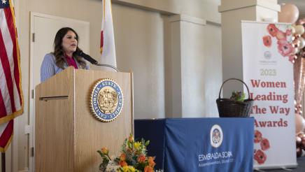 Assemblymember Soria speaking at Women of the Year Ceremony