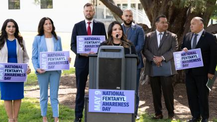Asm. Soria speaking at Fentanyl Awareness Day Press Conference